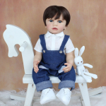 BZDOLL 55cm kogu keha silikoonist Reborn Baby Doll Boy armas kingitus t&uuml;drukule 22-tolline pehme vin&uuml;&uuml;l klassikaline kleit Boneca s&uuml;nnip&auml;evakingitus vannim&auml;nguasi Blue eyes, 55cm