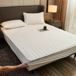 Mugav voodipesu Puhast puuvillast tepitud kaitsekate Ruuduline madrats, paksendatud libisemiskindel madratsikate Tolmukindel, t&auml;ielikult &uuml;mbritsetud voodikate 2pcs Pillowcase valge