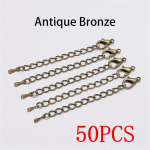 5/50 tk/LOT 50 mm tooniga pikendusega sabakett homaari klambritega pistik isetegemise ehete jaoks. Leidmine K&auml;ev&otilde;ru kaelakee Bronze-50PCS