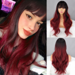 MISS WIG Ombre must pruuni v&auml;rvi pikk laineline parukas s&uuml;nteetilisest kiust pikk laineline pruun tukkidega naiste parukas 20inches