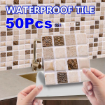 K&ouml;&ouml;k Backsplash plaadid Koorige ja kleepige 3D-seinakleebised Veekindel tapeet Isekleepuv seinakaunistus vannitoa jaoks Magamistoa Elutoa lett 50PCS