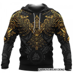 Kevads&uuml;gis Viking kapuutsiga dressipluusid Meeste kampsun 3D prindiga kapuuts Meeste mood Suured kapuutsid Topid Avatud vintage riided M