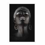 Aafrika naine hoiab k&auml;es kullast ehteid, l&otilde;uendist plakatid ja prindid Mustad modellid Kunstmaalid seinal Kunstipildid elutuppa 50x70cm no frame