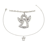 Les Tr&eacute;sors De Lily [R3726] &ndash; h&otilde;bedane pahkluu kett  Guardian Angel  h&otilde;bevalge (roodiumiga kaetud) - 10x10mm valge