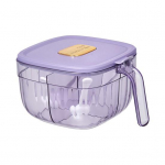 1 komplekt kahe-/neljakambriline soolakast, l&auml;bipaistev mugav multifunktsionaalne maitseainepurk lusikaga 4Grid lilla