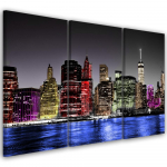 Kolmeosalise pildiga l&otilde;uenditr&uuml;kk Architecture Skyline New York 60x40 mitmev&auml;rviline