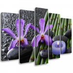 Viieosalise pildiga l&otilde;uenditr&uuml;kiga bambusest Zeni lillek&uuml;&uuml;nal 100x70 lilla