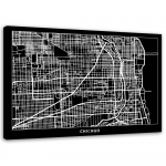 L&otilde;uendiprint Chicago linnakaart 60x40 must/valge