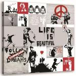 L&otilde;uenditr&uuml;kk Banksy Collage Street Art 30x30 hall v&auml;rv