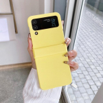Moodne k&otilde;va &uuml;mbris Samsung Galaxy Z Flip 3 4 5g Flip3 Flip4 kaitse Luksuslik kokkupandav p&otilde;rutuskindel naha tunne, tavaline tagakaas For Samsung Z Flip3 kollane