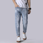 Kevad/suvi &otilde;hukesed k&auml;rbitud p&uuml;ksid meeste Korea Slim Fit, v&auml;ikese jalaga, kaldus v&ouml;&ouml;ga teksad, meester&otilde;ivad 28 gray