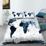 3D World Map voodipesukomplekt k&otilde;rglahutusega digiprindiga udusulgedega tekikott padjap&uuml;&uuml;r 2 v&otilde;i 3 t&uuml;kki AU180 * 210 t&auml;issuuruses kodukaunistus Baby 100x135cm