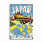 Reisimaastik Tokyo Iirimaa Chicago Brasiilia metallist siltide seinakaunistus Vintage linnaplakat Kodubaar T&ouml;&ouml;stuslik sisekujundus Metallist tahvel 20x30cm