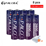 PALO AA Li-ion aku HR6 2800mWh 1,5V AA liitiumioonakud 2AAA aku MP4 hiirele 8pcs