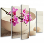 Viieosalise pildiga l&otilde;uendiprint Orchid Bowl Flowers Beige 100x70 valge