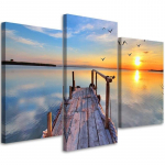 Kolmeosalise pildiga l&otilde;uenditr&uuml;kk Sunset Bridge Lake 60x40 oranž