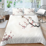 Pere voodipesu &Uuml;he kaheinimesevoodi t&auml;issuuruses voodipesu ploomilillemustriline padjap&uuml;&uuml;r ja tekikate Lilleprintimine Noble pestav kodukaunistus AU Single 140x210cm