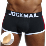 Bokserp&uuml;ksid JOCKMAIL kaubam&auml;rgiga puuvillased kohvrid, eemaldatavad k&auml;snaga polsterdatud padjad Meeste aluspesu Push Up vormitud spordialad meeste alusp&uuml;ksid L must