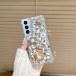 Luksuslik Bling Rhinestone telefoni&uuml;mbris Samsung Galaxy S23 S22 Ultra S21 Plus S20 FE S9 pluss A12 A22 A32 A52 A72 A13 A53 A14 A24 A34 A54 teemantkaanega SAmsung Z Flip 3 5G valge