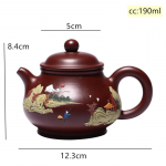 Yixing Boutique teekann, muda, maalitud maastik, lilla savi teekann, toormaagi iluveekeetja Hiina teetseremoonia kohandatud 190 ml 190ml