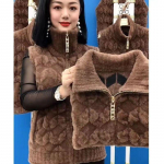 Paksendatud Faux Mink Vest Keskealiste naiste talveriided soe jope XL