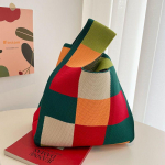 V&auml;rvilise tr&uuml;kiga kootud kandekott naistele kootud &otilde;lakott Kootud v&auml;ike hulkur, armas kott Clucth top sangaga kott Kerge vabaaja ostuk&auml;ekott 20*35cm