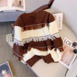 Mood Tutid Triibulised Pulloverid Naiste Kampsunid S&uuml;gis- ja Talvised &Uuml;markaelusega kootud kampsun Naiste Vintage soojad kudumid 29432 One Size kohv