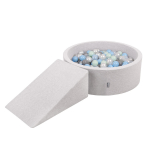 KiddyMooni vahtplastist m&auml;nguv&auml;ljak lastele &uuml;mmarguse kuuliga (100 palli Kuulid 7 cm/2,75 tolli), helehall:p&auml;rl/hall/transp/bblue/mint