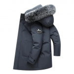 Sulejope meeste talveparka pikk meeste karusnahast krae jakk Moodne riietus paks mantel k&uuml;lma ilmaga pikk meeste jope XXXL hall