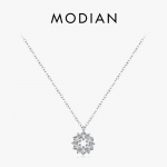 Modian 925 Sterling Silver Lucky Snowflake ripats kaelakee naistele peened ehted t&uuml;drukutele j&otilde;ulukingid h&otilde;be