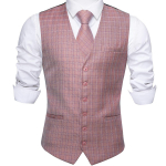 Barry.Wang Meeste vest Vest Lips Hanr&auml;tt Mansetin&ouml;&ouml;bid Tumepunane Paisley krae Vask Pandla Jacquard kootud siidist pulma tutvumispeo komplekt L