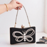 Must naiste &otilde;lakott Butterfly Diamond Clutch rahakott Luksuslikud kvaliteetsed kotid Kuulsa kaubam&auml;rgi k&auml;ekottide kujundaja kristallrahakotid must