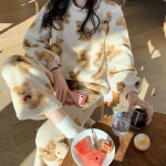 Bear Flanell Pidžaama Naiste Korea Sweet Girl Plus Velvet Talvine Soe Kodu Teenindus Pikkade varrukatega p&uuml;kste &uuml;likond M