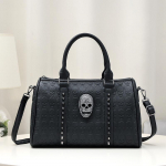 Jierotyxi gooti stiilis pealuu kandekott naistele Steampunk Studded Decor Bostoni kott Trendikas &uuml;lemise k&auml;epidemega Crossbody kott, suur must