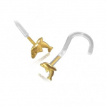 14-karaadine kuldne Dolphin Head Bio-Plast kruviga nina augustamine kullast ehted