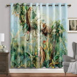 Multifilm Loom Džungel L&otilde;vi Elevandipuu aken Rulookardinad elutuppa Lapsed Magamistoa K&ouml;&ouml;gi uks kodukaunistus W65X60H(cm)X2Pcs&Grommet Top gray