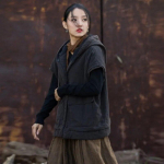 Johnature naiste vintage kapuutsiga vestid, mantlid, soojad n&ouml;&ouml;bid, taskud, riided, talve pluss puuvillased vestid One Size must/liiva