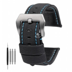 Nailon tekstuuriga nahast kellarihm Panerai jaoks PAM01661|441 Marina kellarihm must sinine 22mm 24mm 26mm rihmatarvikud k&auml;ev&otilde;rud black blue Silver  22mm