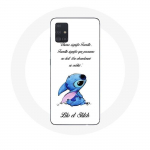 &Uuml;mbris Samsung Galaxy A71 Lilo ja Stitch Ohana Quote White jaoks