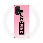 Coque pour Xiaomi Redmi Note 11 4G Blackpink Groupe de K-pop Logo Noir Rose Fond Rose