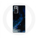 Coque pour Xiaomi Redmi Note 10 Pro Nuages de fum&eacute;e multicolore de bleu gris et noir sur fond noir