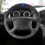 For VW Golf 4 MK4 1998 - 2004 For Passat B5 1998- 2005 Hand Stitched Car Steering Wheel Cover Trim Black Leather with blue strip