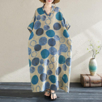 l&uuml;hikeste varrukatega pluss suuruses vintage Polka Dot uus kleit naiste vabaaja avar Maxi pikk suvekleit sinine