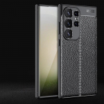 Samsung S24 Ultra &uuml;mbrise kate Samsung S24 Ultra Capas p&otilde;rutuskindel TPU tagumine kaitseraua nahast vundament Samsung Galaxy S24 Ultra Plus Samusng S24 Ultra must