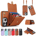 Rahakoti&uuml;mbris diagonaalne rihm kronsteiniga nahkkattega iPhone 15 Plus 14 Pro 13 Mini 12 Pro Max 11 Pro Max SE 2020 XS XR 8 7 jaoks iPhone 7/8/SE 2020 must