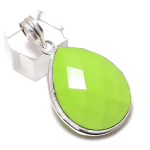 Naturaalne roheline kaltsedonist k&auml;sit&ouml;&ouml;na valmistatud 925 sterlingh&otilde;bedast ehteripats 1,85 c2g61