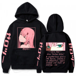 Harajuku Jaapani anime Darling In The Franxx Hoodies Manga Zero Two Pullovers S&uuml;gistalvine Unisex mood pikkade varrukatega dressipluus 4XL must