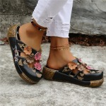 Ethnic Style Plum Blossom Totem paksu tallaga lahedad sussid naistele suvised New Style Matsuke Heel Baotou sussid naistele libisemiskindlad sussid 35 must