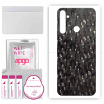 apgo Protective Skin Sticker for the back compatible with Realme Q, Wrap Film, Foil, Vinyl - Pattern Carbon Black Pixel