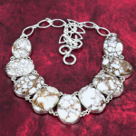 Looduslikust magnesiidist/metsiku hobuse v&auml;&auml;riskivist k&auml;sitsi valmistatud kaelakee, 925 h&otilde;bedast kaelakee, kingitus tema ainulaadse stiiliga ehetele Adjustable with 18 inches valge